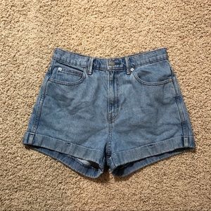 high rise denim shorts